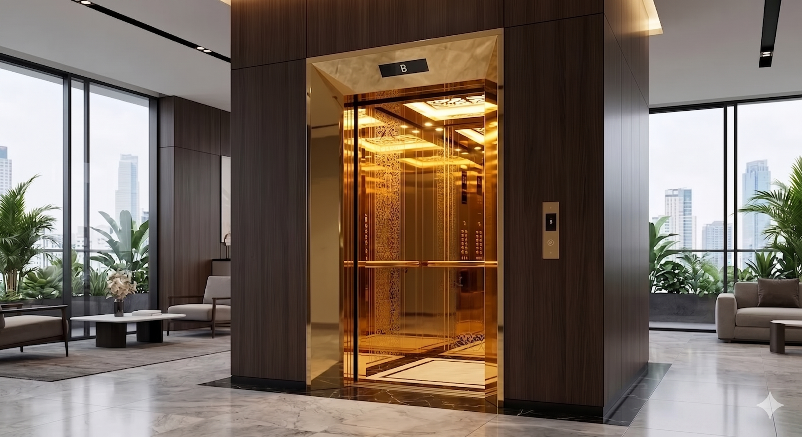 Thang máy khách sạn cabin inox