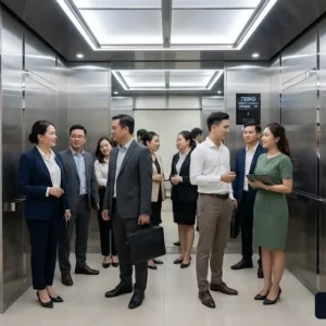Không gian cabin rộng rãi của thang máy 10 người đáp ứng nhu cầu di chuyển đông thành viên