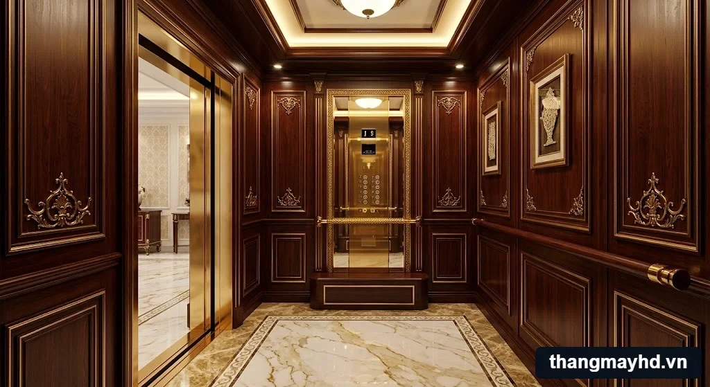 Mẫu thang máy cabin gỗ tự nhiên cao cấp thiết kế sang trọng cho biệt thự hiện đại. Mẫu thang máy cabin gỗ tự nhiên cao cấp thiết kế sang trọng cho biệt thự hiện đại.