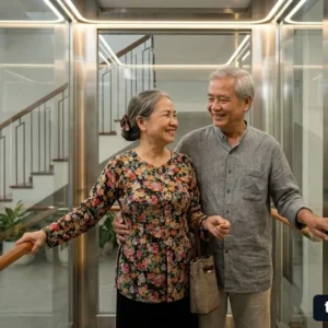 Ông bà an tâm sử dụng thang máy cho người già với hệ thống vận hành êm ái