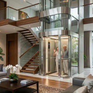 Tổng quan mẫu thang máy gia đình 2 tầng sang trọng lắp đặt cho biệt thự hiện đại