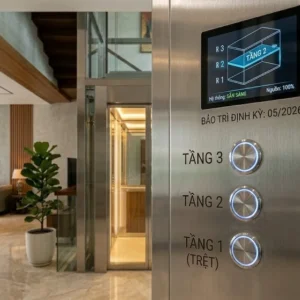 Chi tiết linh kiện và hệ thống cứu hộ tự động của thang máy gia đình 3 tầng.