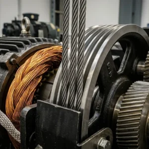 Chi tiết động cơ Fuji không hộp số bền bỉ của thang máy gia đình 350kg.