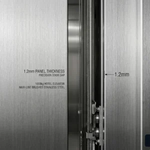 Chi tiết vật liệu inox sọc nhuyễn chống trầy xước của thang máy khách sạn 1000kg.