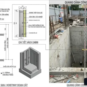 Thông số kỹ thuật hố thang và độ dày vách thang máy khách sạn cabin inox