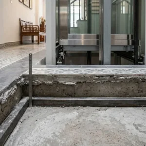 Cận cảnh độ âm sàn cực nông của giải pháp thang máy không hố pit cho nhà phố cải tạo