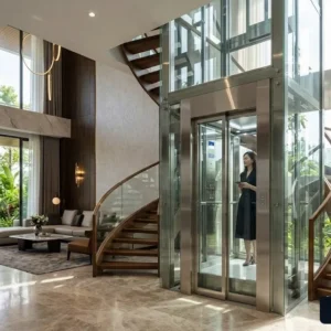 Mẫu thang máy không phòng máy hiện đại lắp đặt cho biệt thự sang trọng tại TP.HCM