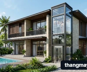 Tổng quan mẫu thang máy kính ngoài trời hiện đại lắp đặt cho biệt thự tại TP.HCM