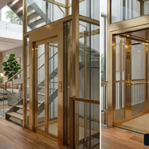 Mẫu Thang máy mini 200kg thiết kế kính sang trọng phù hợp cho không gian nhà phố hiện đại
