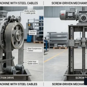 So sánh công nghệ cáp kéo và trục vít cho dòng sản phẩm Thang máy mini 200kg