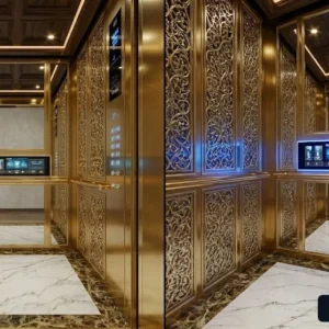 Chi phí hoàn thiện thực tế phần ốp đá và nội thất cabin cho thang máy tòa nhà 4 tầng
