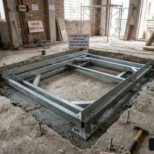 Thi công hố Pit nông cho thang máy tòa nhà 5 tầng cải tạo không chạm móng