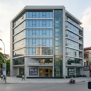 Tòa nhà văn phòng cao tầng hiện đại phù hợp để lắp đặt thang máy văn phòng 800kg chuyên dụng