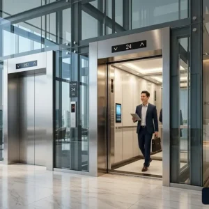 Tổng quan hệ thống thang máy văn phòng cao tầng hiện đại lắp đặt tại tòa nhà cao ốc