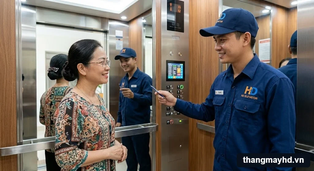 Kỹ thuật viên Thang máy HD tư vấn tận tâm về thi công thang máy 3 tầng