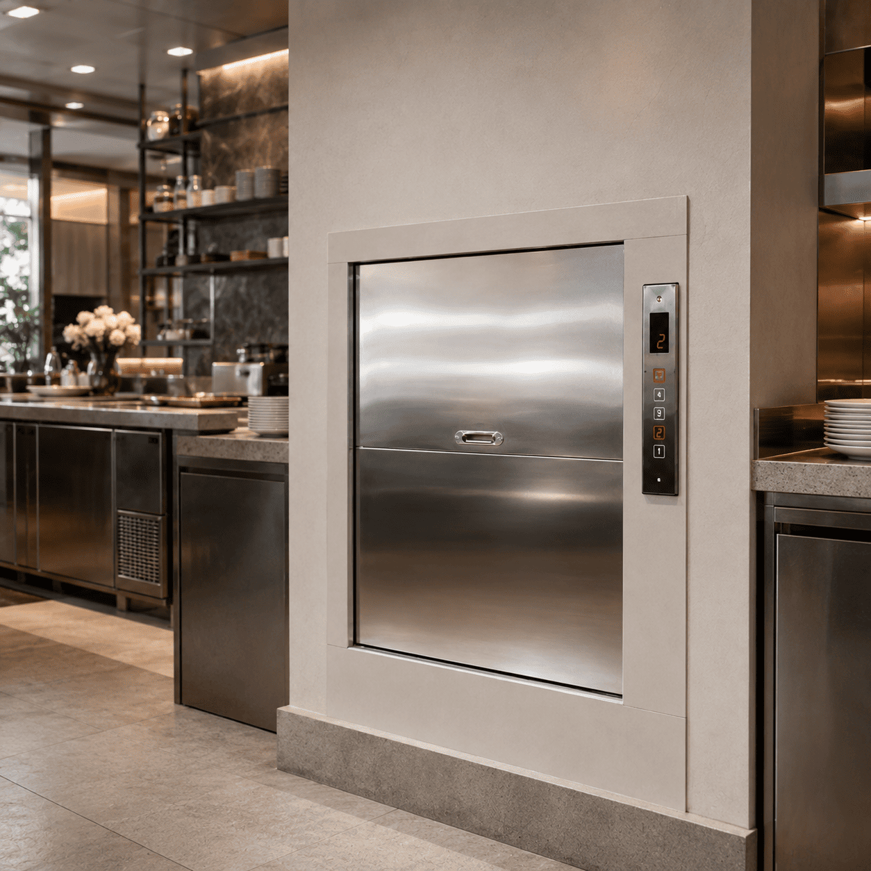 Thang tời thực phẩm 150kg (2-5 điểm dừng)