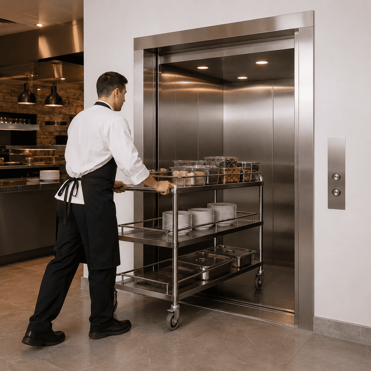 Thang tời thực phẩm 500kg (2-5 điểm dừng)